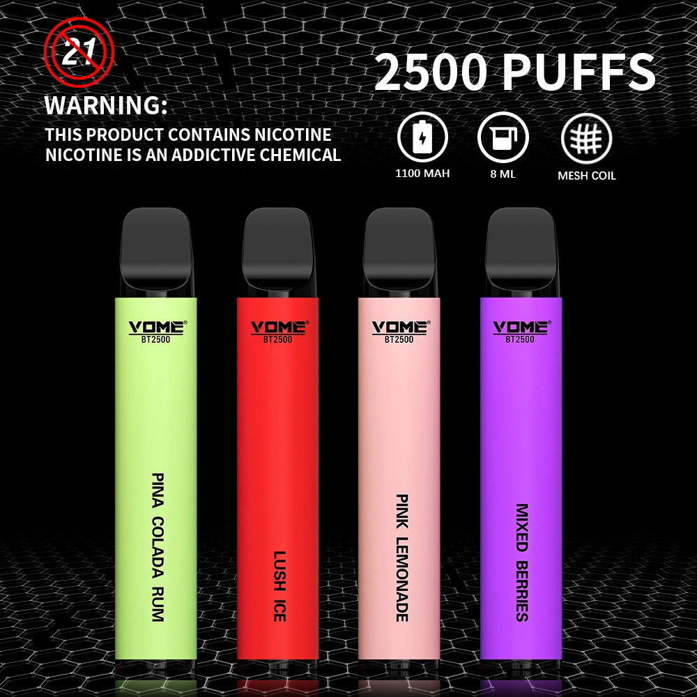 Wholesale Regular 16 Flavors Accept Custom Flavors OEM 1100mAh 8ml Prefilled 2500 Puffs Disposable Vape Pod