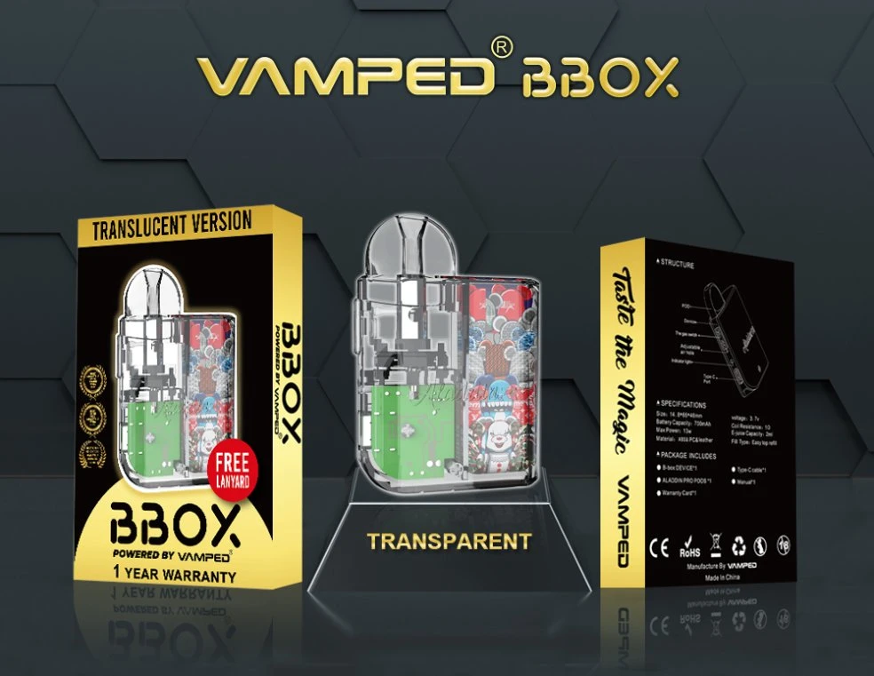 China Vape Factory Wholesale Vamped Aladdin PRO Bbox Pod Rechargeable Open System Vape Pod E-Cig Starter Kit