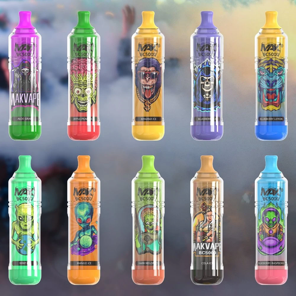 50 Regular Flavors Mak Bc5000 Puffs Disposable Vape Pen Flashing RGB LED 850mAh Rechargeable Disposable Mini E-Cigarette